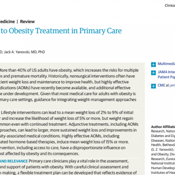 Approach to Obesity Treatment in Primary Care