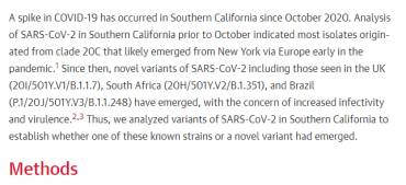 Emergence of a Novel SARS-CoV-2 Variant in Southern California